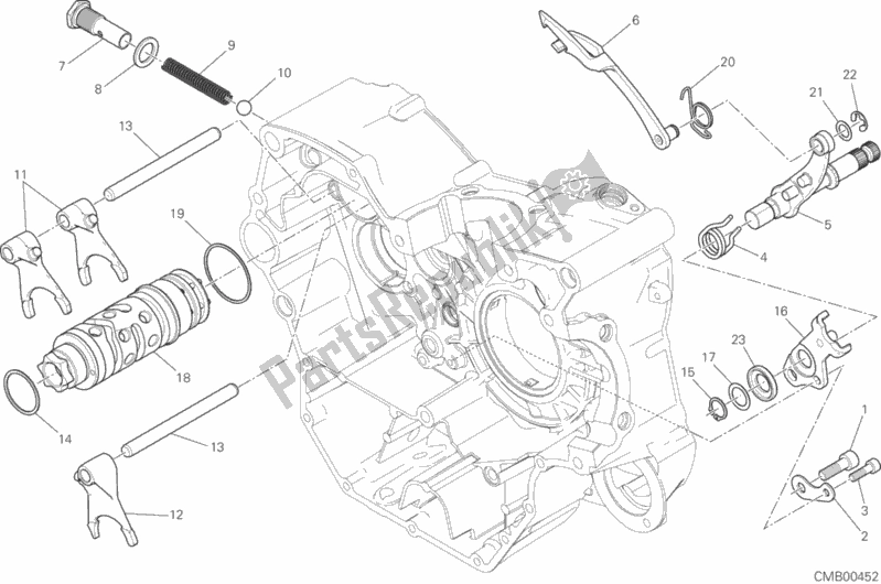 Alle onderdelen voor de Schakelnok - Vork van de Ducati Scrambler Flat Track Thailand USA 803 2018